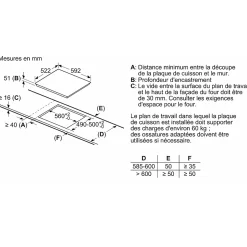 Table de cuisson induction 60cm 3 foyers 4600w noir Siemens EU611BJB5E iq100