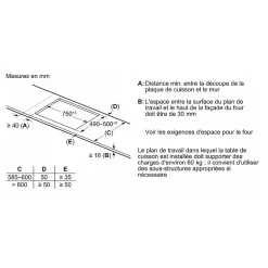 Table de cuisson induction 80cm 4 feux 7400w noir Bosch PXE831HC1E