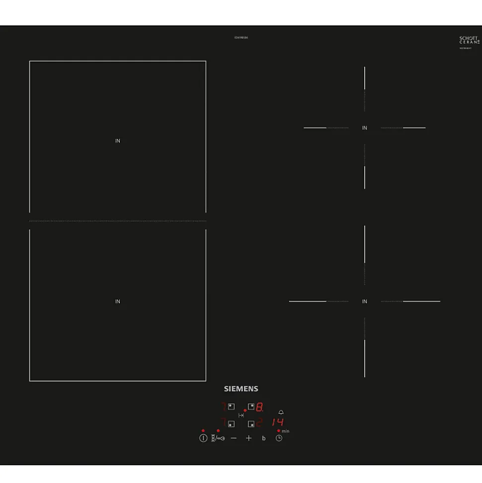 Table de cuisson induction 60cm 4 foyers 6900w noir Siemens ED61RBSB6E iq500