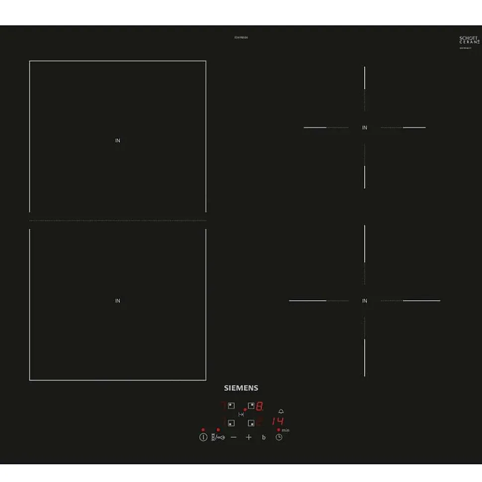 Table de cuisson induction 60cm 4 foyers 6900w noir Siemens ED61RBSB6E iq500