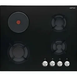 Table de cuisson mixte 60cm 4 feux noir Airlux AV647HBK