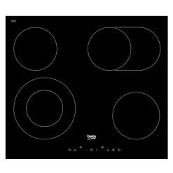 Table de cuisson vitrocéramique 60cm 4 feux 6900w noir Beko HIC64403T séries b300