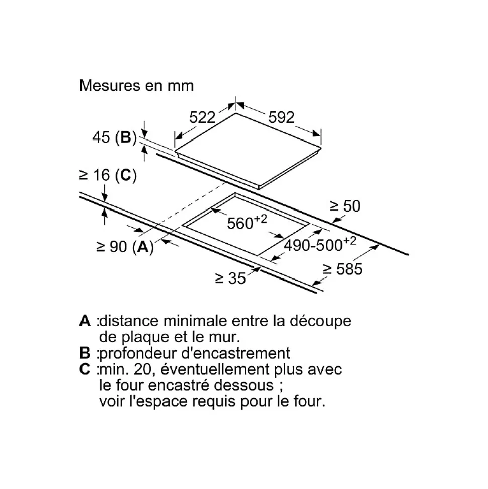 Table de cuisson vitrocéramique 60cm 3 feux 5700w noir Siemens ET61RBMB8E iq100