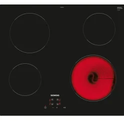 Table de cuisson vitrocéramique 60cm 4 feux 6600w noir Siemens ET61RBEB8E iq100