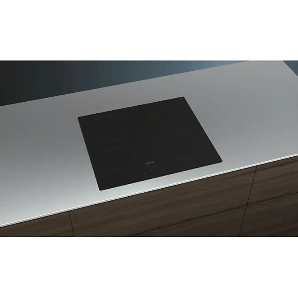 Table de cuisson vitrocéramique 60cm 4 feux 6600w noir Siemens ET61RBEB8E iq100