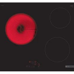 Table de cuisson vitrocéramique 60cm 3 feux 5700w noir Bosch PKM611BB8E série 4