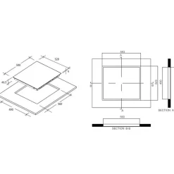 Table de cuisson vitrocéramique 60cm 3 feux 5500w noir Candy CH63CT
