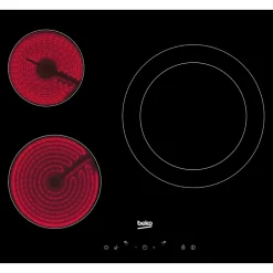 Table de Cuisson Vitrocéramique 3 Foyers Commandes Sensitives Timer Double Ring BEKO