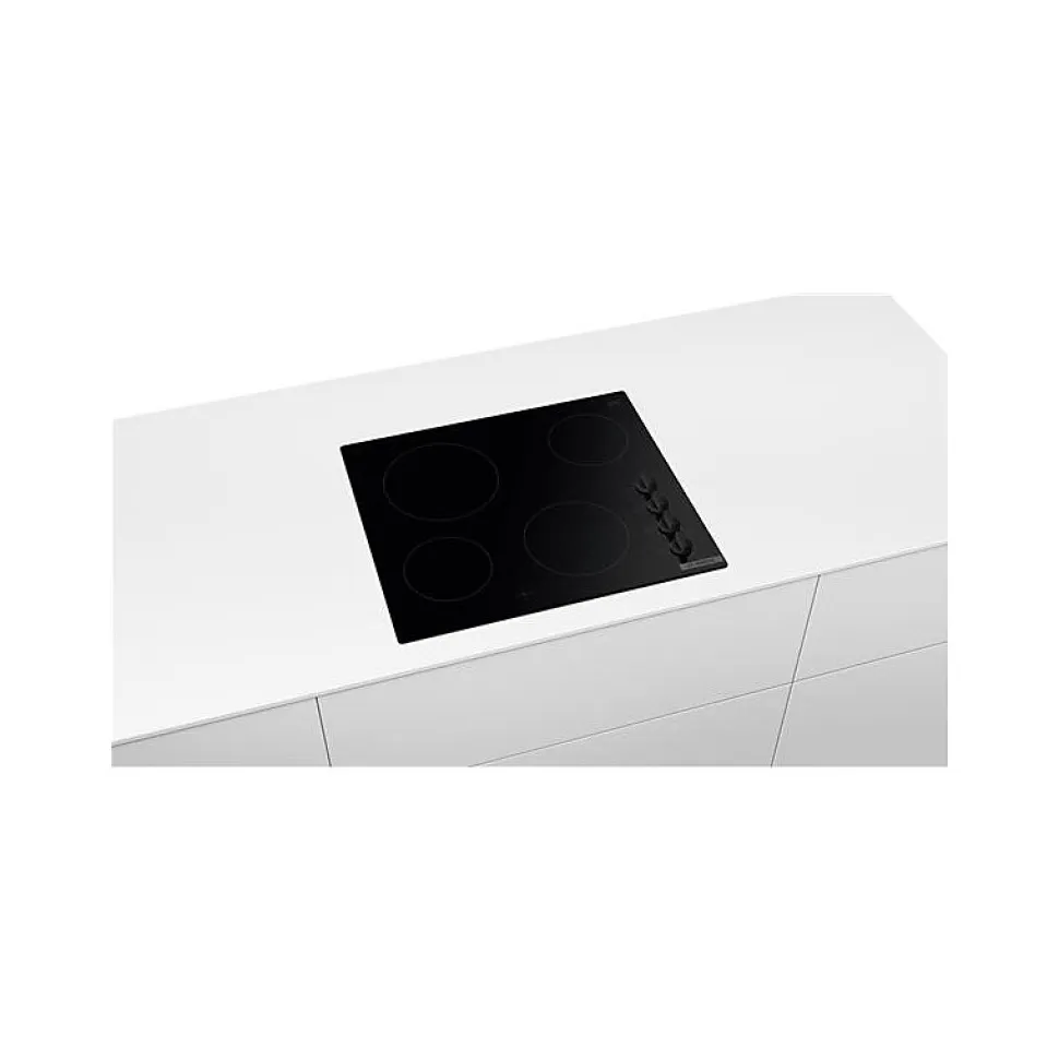 Table de cuisson vitrocéramique 60cm 4 feux 6600w noir Bosch PKE611CA8E série 2