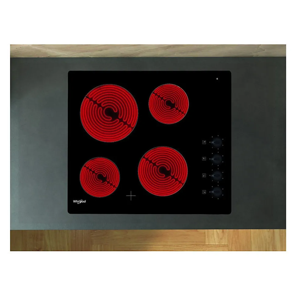 Table de cuisson vitrocéramique 4 feu 6200w noir Whirlpool AKM700NENEW