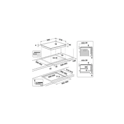 Table de cuisson vitrocéramique 60cm 4 feux 6200w noir Indesit RI161C