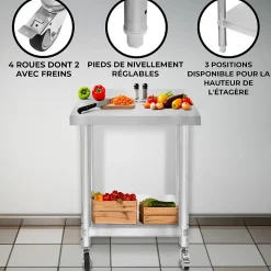 Table de Travail en Inox 60cm x 45cm x 86cm - KuKoo