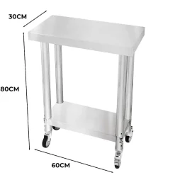 Table de Travail en Inox 60cm x 30cm x 80cm - KuKoo