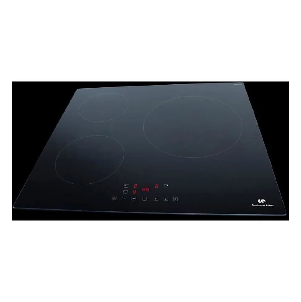 Table induction 3 zones, 6600W - 3 boosters - 3 minuteurs - noir