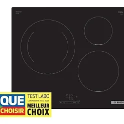 Table induction 60cm - BOSCH PUJ611BB5E SER4 Noir - 3 foyers - L592xP522 mm