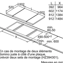 Table induction domino 30cm 2 foyers Siemens EX375FXB1E iq700