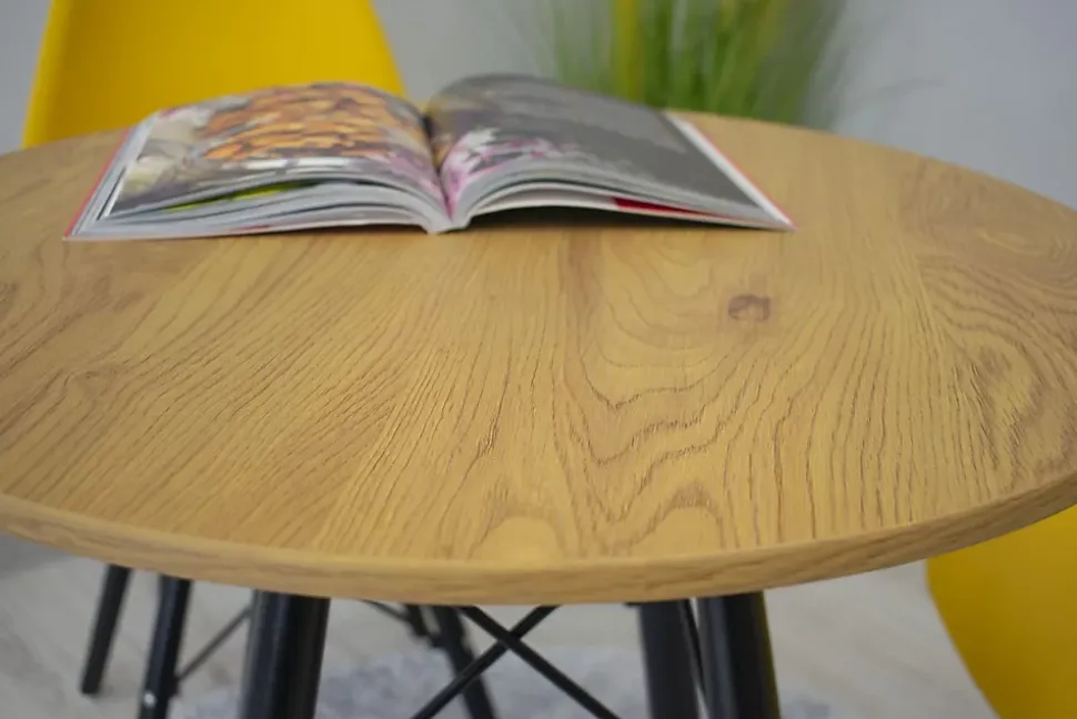 Table ronde VALORA KOVA 60 cm - Table de salle à manger moderne en chêne miel