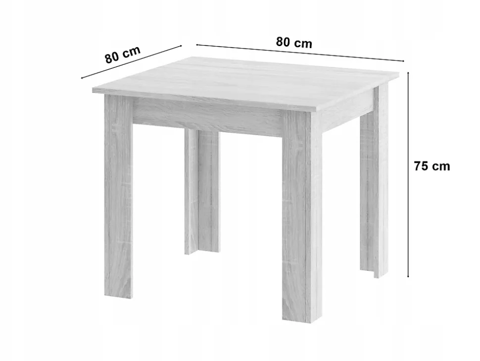 Table Valora NP 80X80 Artisan, design moderne, pieds noirs