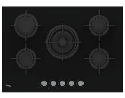 Table verre gaz 75cm 5 feux noir Beko HILW75222S