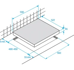 Table verre gaz 60cm 4 foyers noir Beko HILW64222S