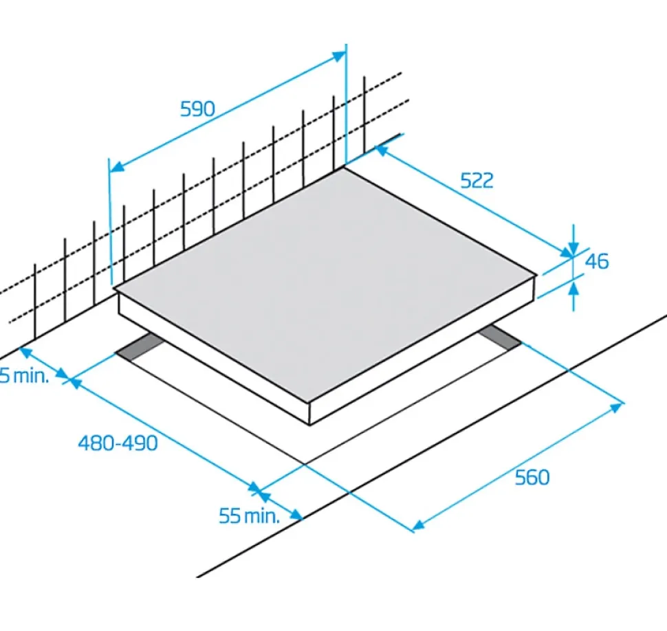 Table verre gaz 60cm 4 foyers noir Beko HILW64222S