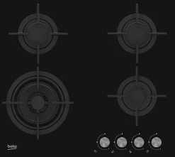 Table verre gaz 60cm 4 foyers noir Beko HILW64222S