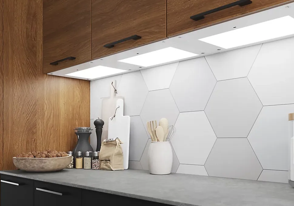 Tablette avec LED integrées de dessous de meuble haut GoodHome Caraway blanc l. 46,4 cm x L. 31,9 cm x H. 18,2 mm