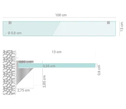 Tablette Murale en Verre Tulup 100x13 cm Pour Cuisine Ouverte Minimaliste