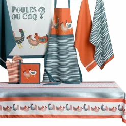 Tablier avec sangle ajustable 80x85 cm Poule ou Coq coton