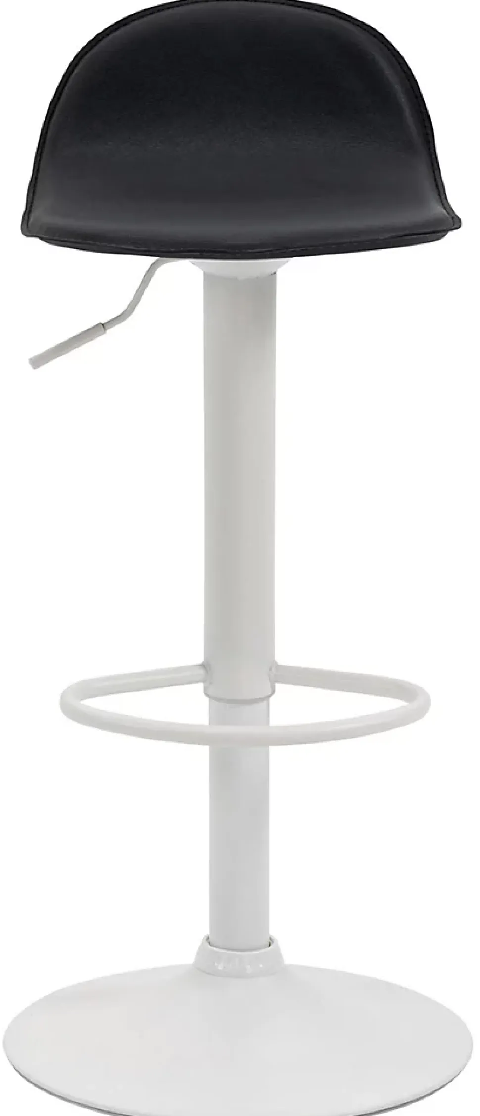 Tabouret Bar Design Lana V2 Réglable, Chaise Haute Bistrot, Dossier Repose-pied Piétement Métal Noir/Blanc