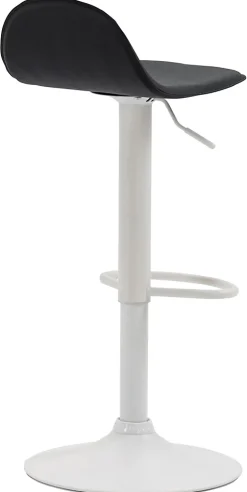 Tabouret Bar Design Lana V2 Réglable, Chaise Haute Bistrot, Dossier Repose-pied Piétement Métal Noir/Blanc