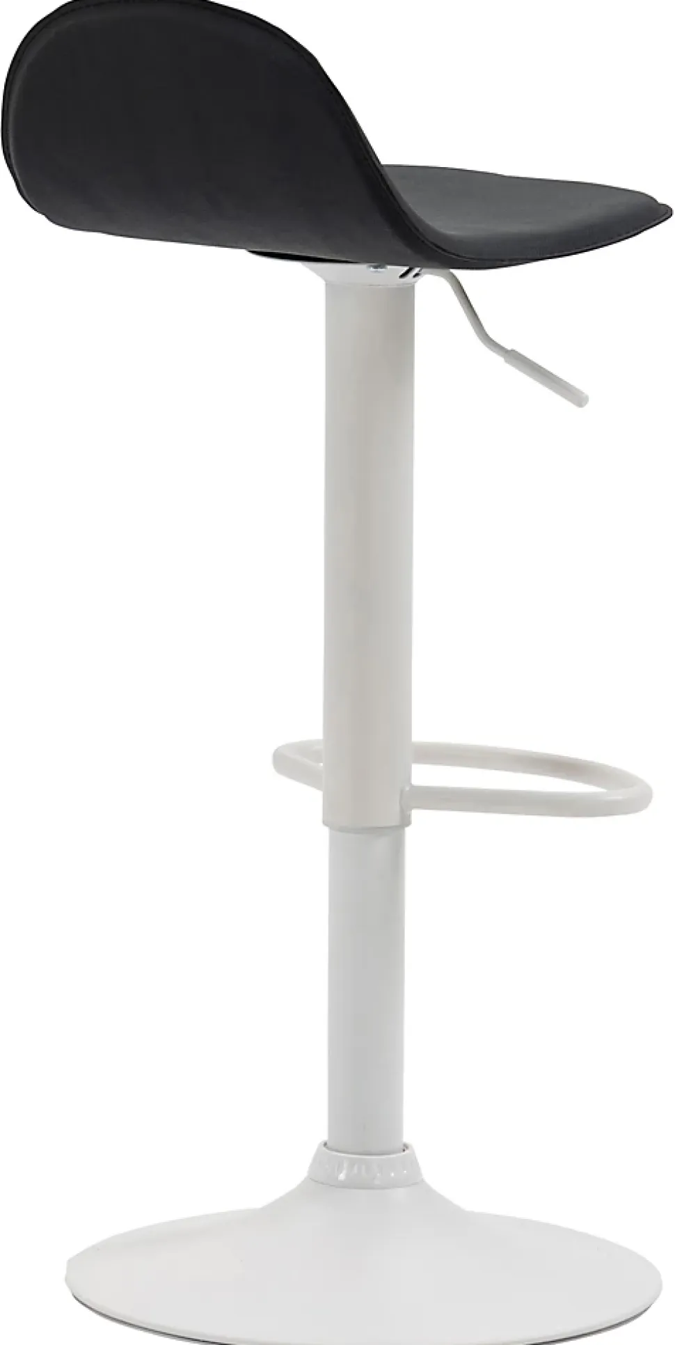 Tabouret Bar Design Lana V2 Réglable, Chaise Haute Bistrot, Dossier Repose-pied Piétement Métal Noir/Blanc