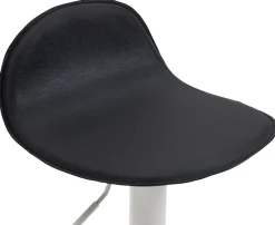 Tabouret Bar Design Lana V2 Réglable, Chaise Haute Bistrot, Dossier Repose-pied Piétement Métal Noir/Blanc