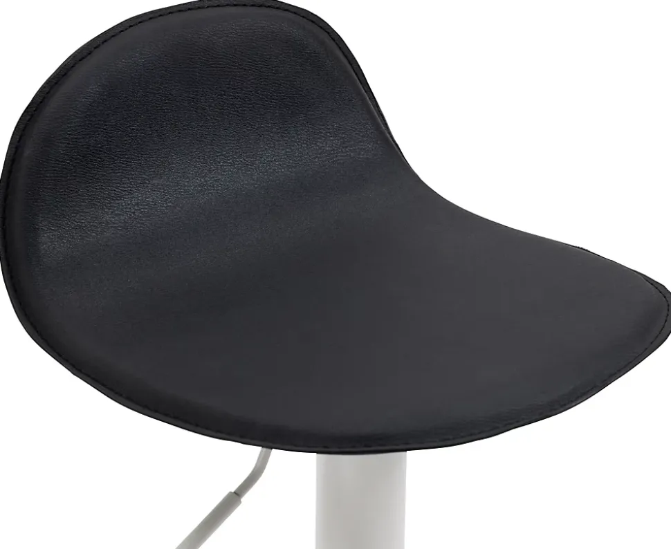 Tabouret Bar Design Lana V2 Réglable, Chaise Haute Bistrot, Dossier Repose-pied Piétement Métal Noir/Blanc