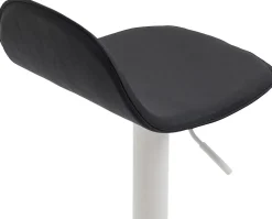 Tabouret Bar Design Lana V2 Réglable, Chaise Haute Bistrot, Dossier Repose-pied Piétement Métal Noir/Blanc