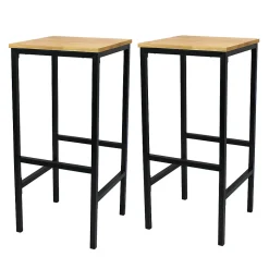 Tabouret bois Hévéa et métal noir Carrat l.30 x H.75 x P.35 cm vendu par 2