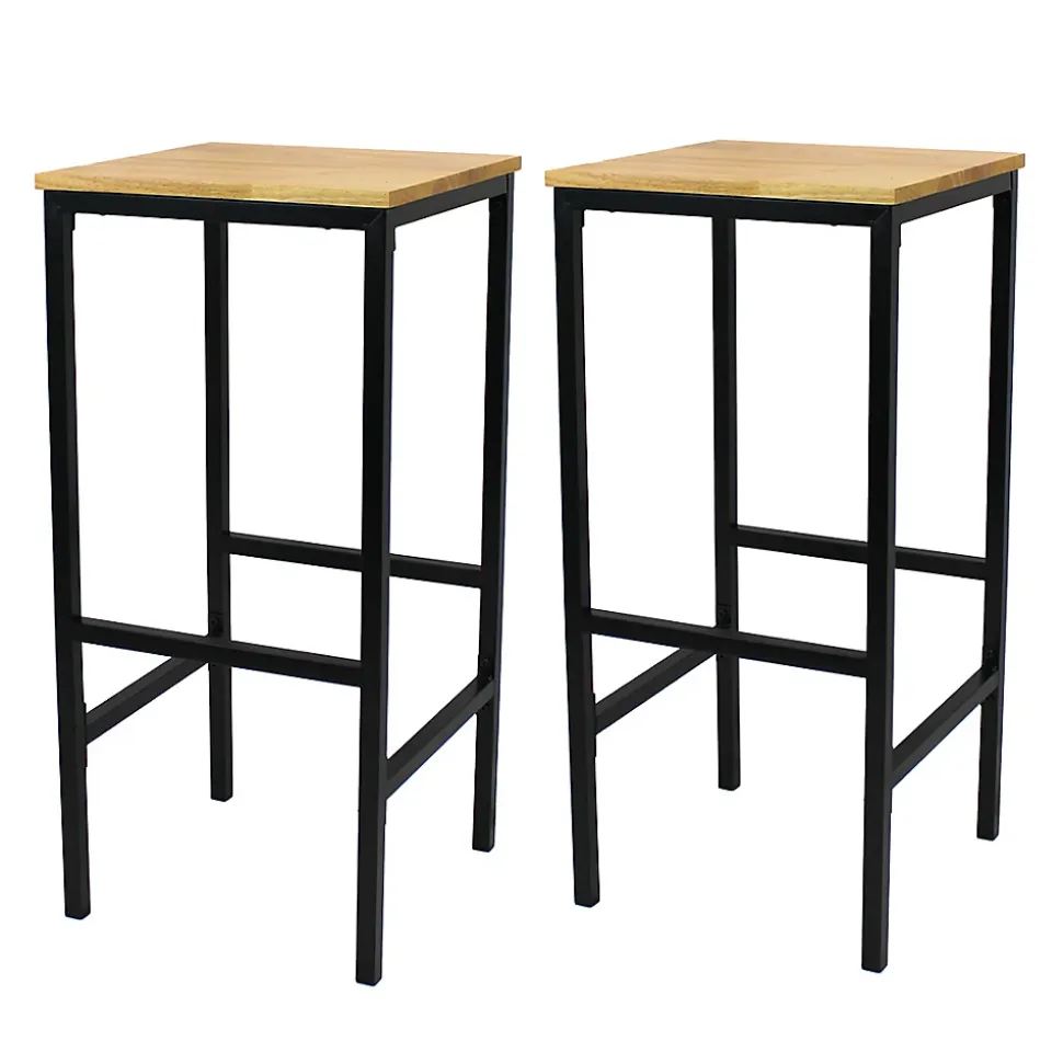 Tabouret bois Hévéa et métal noir Carrat l.30 x H.75 x P.35 cm vendu par 2