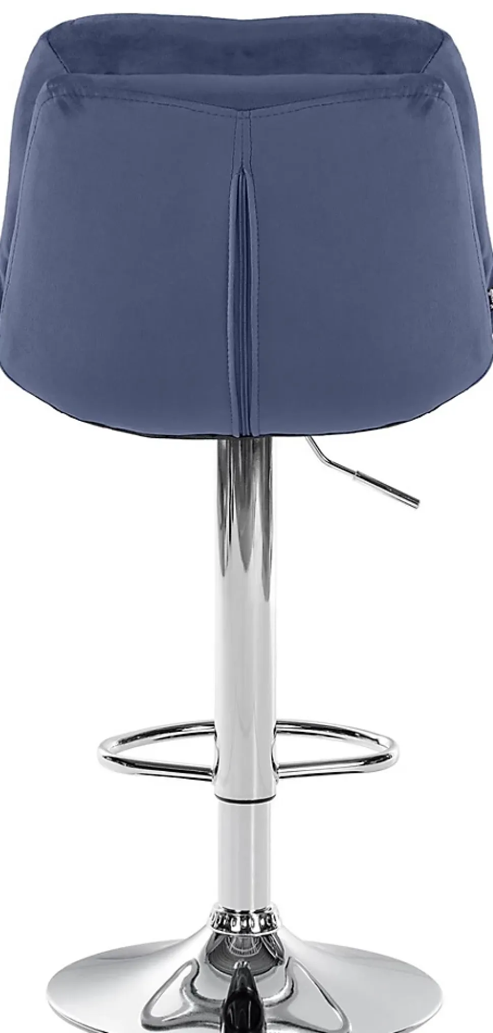 Tabouret de bar ajustable Laurel, velours, pivotant, dossier, repose-pieds, rembourré Métalchromé/Bleu