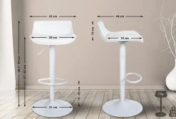 Tabouret de bar Aveiro similicuir, réglable en hauteur, avec pied trompette, structure métallique, protection sol Blanc