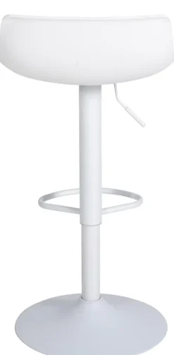 Tabouret de bar Aveiro similicuir, réglable en hauteur, avec pied trompette, structure métallique, protection sol Blanc