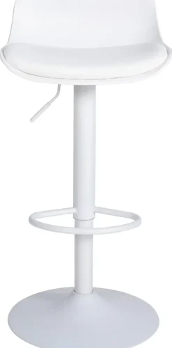 Tabouret de bar Aveiro similicuir, réglable en hauteur, avec pied trompette, structure métallique, protection sol Blanc