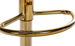 Tabouret de bar Braga cuir synthétique, structure dorée, réglable, pivotant 360, repose-pieds, cuisine et bar Crème