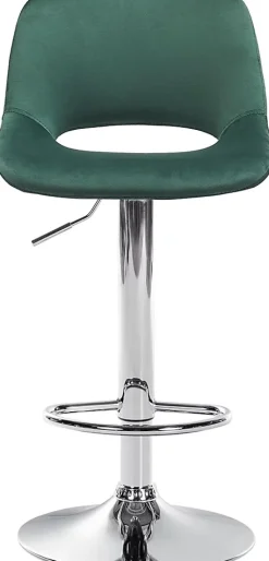 Tabouret de bar Camden, Revêtement velours, Pivotant Métalchromé/Vert