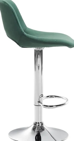 Tabouret de bar Camden, Revêtement velours, Pivotant Métalchromé/Vert