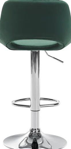 Tabouret de bar Camden, Revêtement velours, Pivotant Métalchromé/Vert