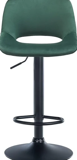 Tabouret de bar Camden, Revêtement velours, Pivotant Métalnoirmat/Vert