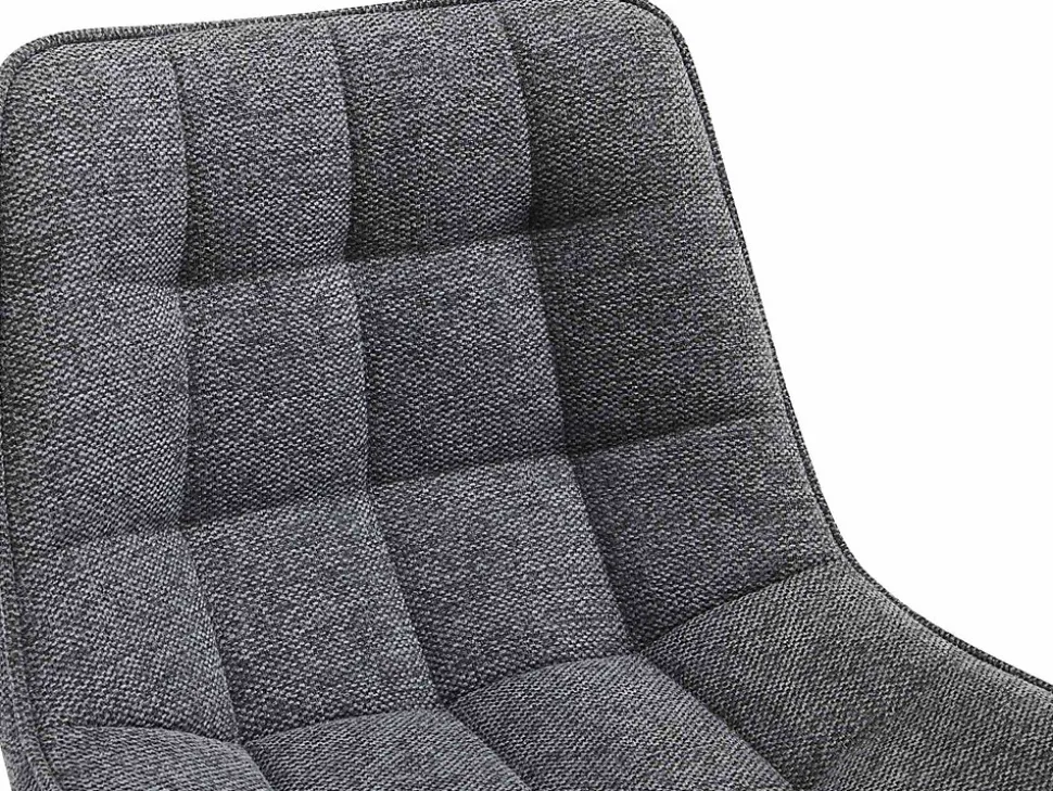 Tabouret de bar Dartford, Chaise de bar rembourrée, Tabouret de bar avec structure métallique et dossier Grisfoncé/Tissu