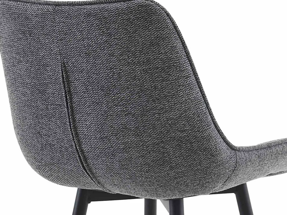 Tabouret de bar Dartford, Chaise de bar rembourrée, Tabouret de bar avec structure métallique et dossier Grisfoncé/Tissu