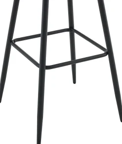 Tabouret de bar Dartford, Chaise de bar rembourrée, Tabouret de bar avec structure métallique et dossier Grisfoncé/Tissu