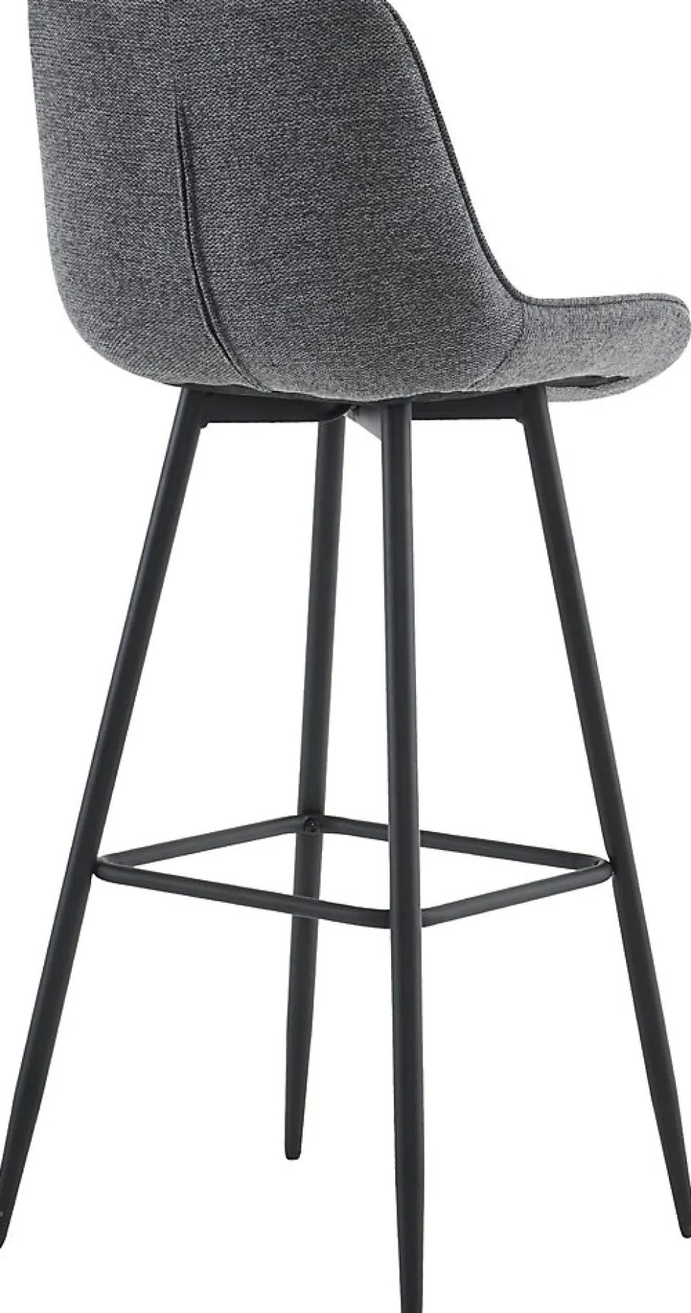 Tabouret de bar Dartford, Chaise de bar rembourrée, Tabouret de bar avec structure métallique et dossier Grisfoncé/Tissu